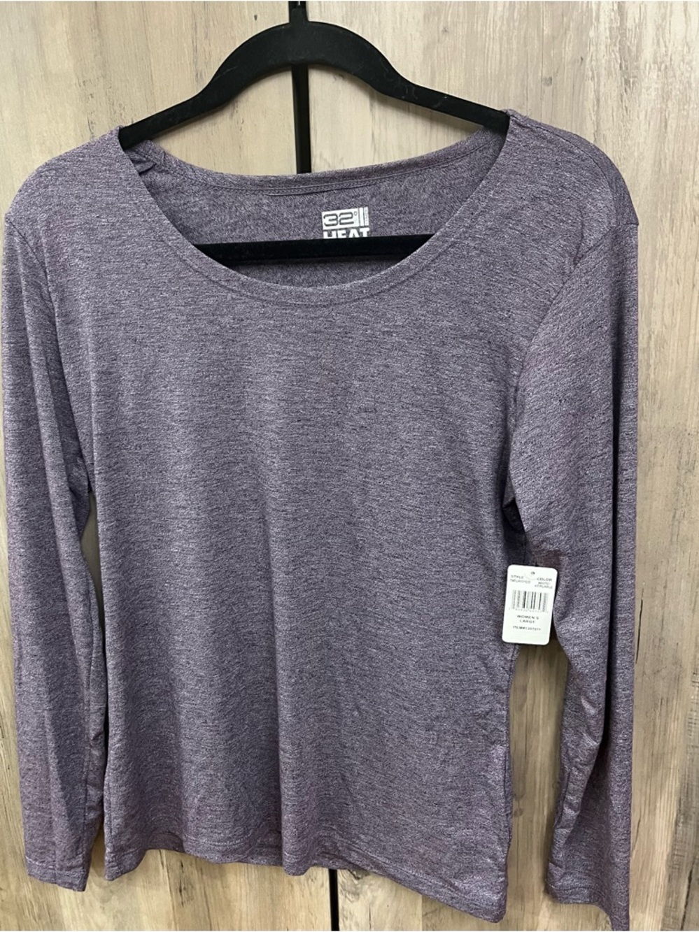 32 Degrees Heather Purple Long Sleeve Scoop Neck Top